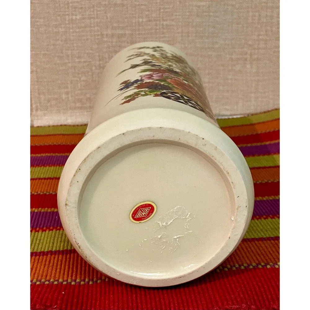 Arimari Floral Cylinder Vase Home Decor Cream Multicolor Excellent Satsuma Style